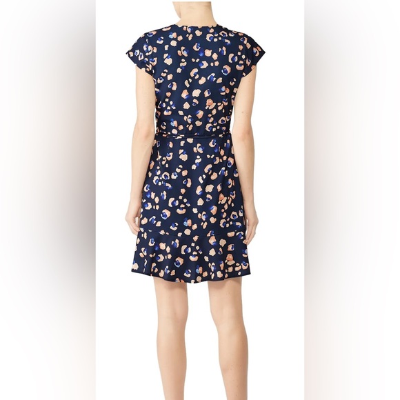 Hutch Clara Leopard Dress  Navy and Peach Wrap Dress - Picture 3 of 12